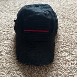 Black American Flag Cap with Red Accent
